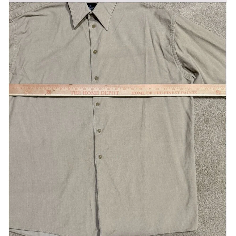Kenneth Cole Mens XL Beige Corduroy Button Up Shirt Jacket Overshirt Shacket
